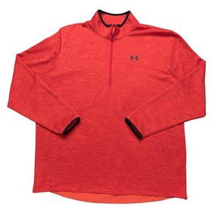 Under Armour Quarter Zip Pullover Jacket Sweatshirt Mens Size 2XL Orange-Red